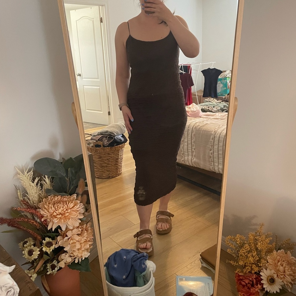 Dynamite Textured Brown Bodycon Dress